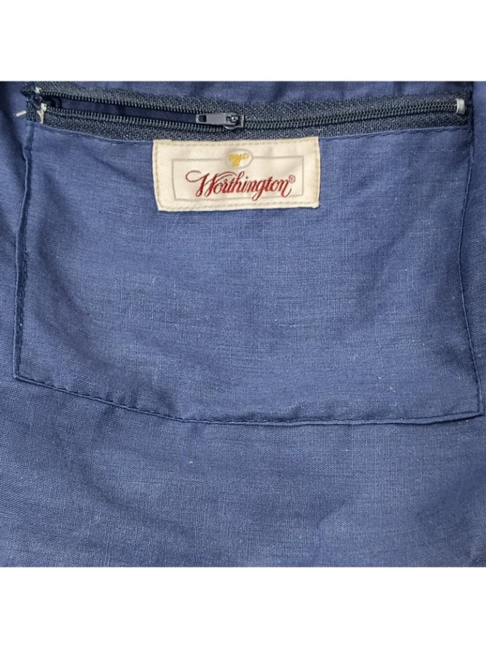 Worthington Straw Woven Shoulder Bag Purse Handbag Blue Silver Stripe Lined - Picture 6 of 16